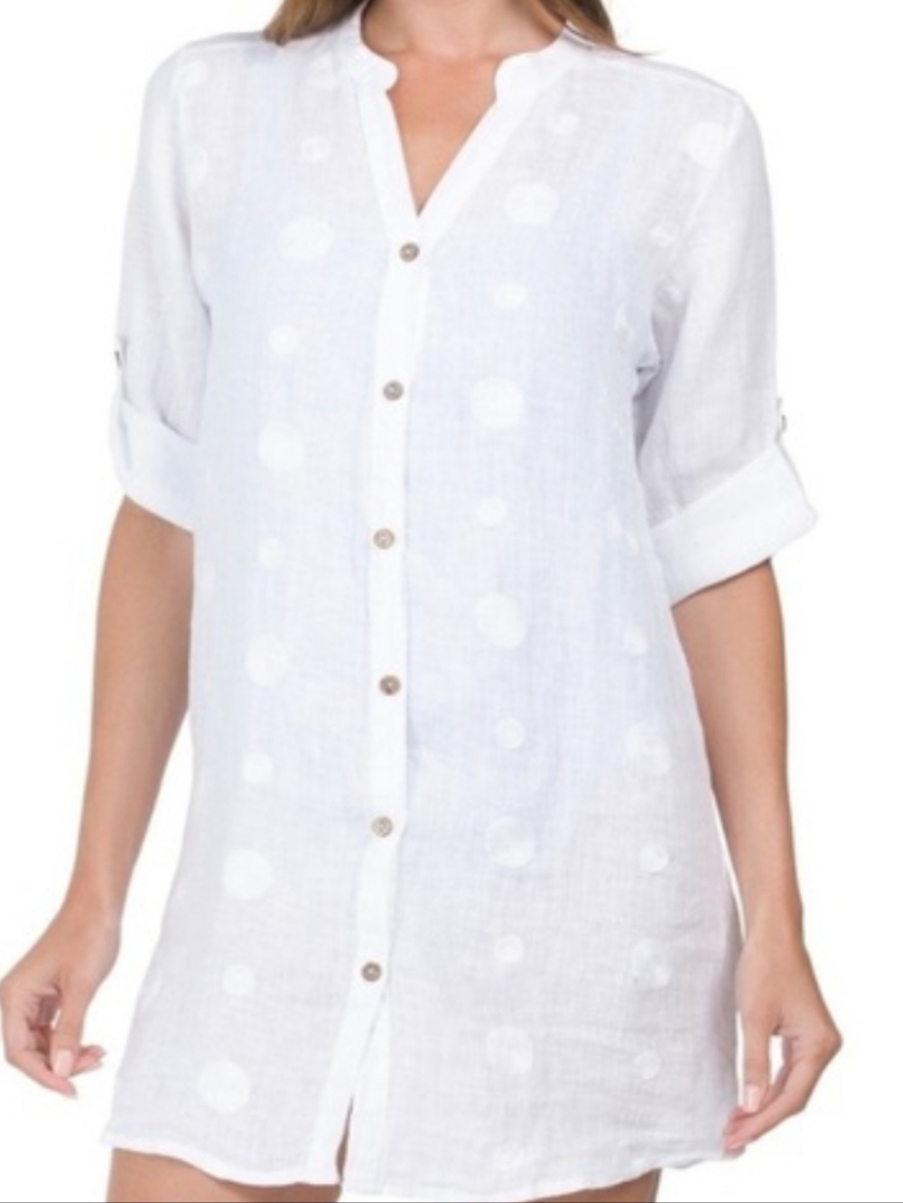 Rosemarine Made In Italy Embroidered Linen Tunic